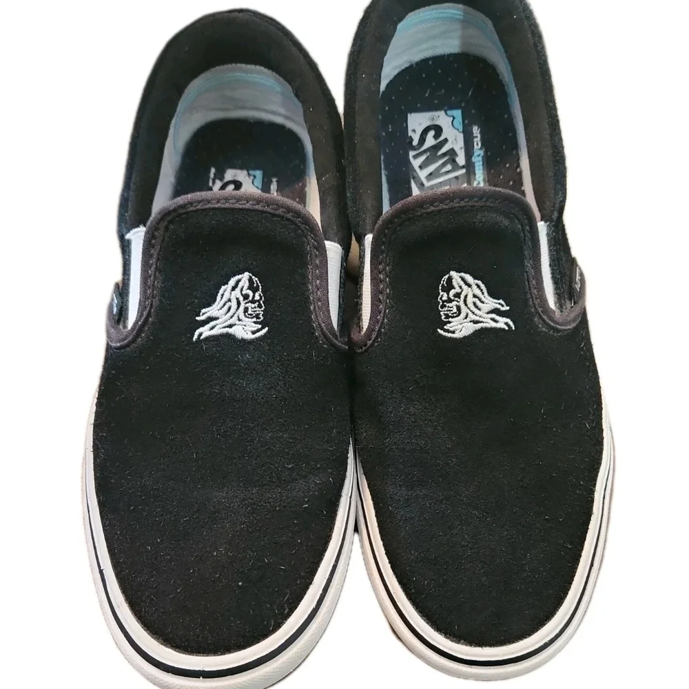 Vans Sixty-Sixers Comfycush Black Slip-On Shoes with White Logo - Picture 2 of 5